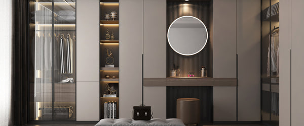 Italian minimalist cloakroom | no handle design Italian aesthetics