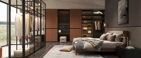 Italian Glass Door cloakroom | Luxury shadow dance