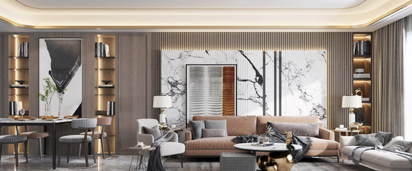 Sofa background & side cabinet integration design