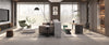 The living room is combined with the study