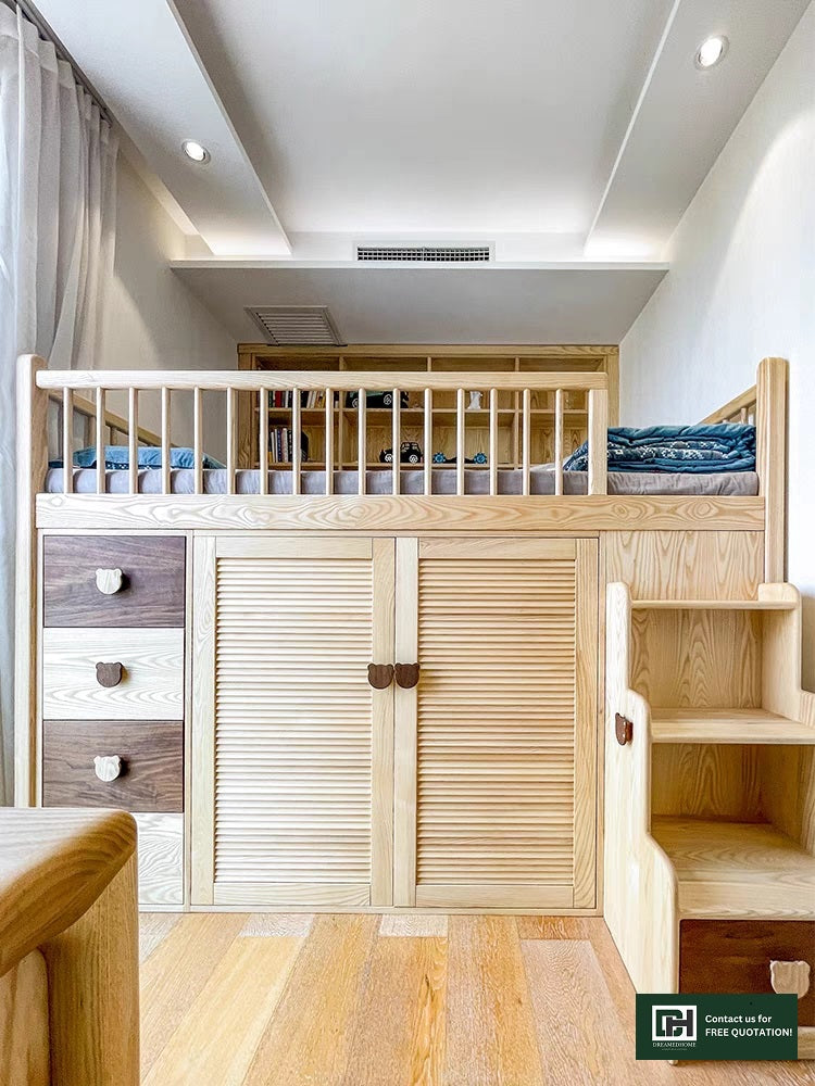 Elevate Your Child's Room with a Contemporary Kids' Wooden Loft Bed